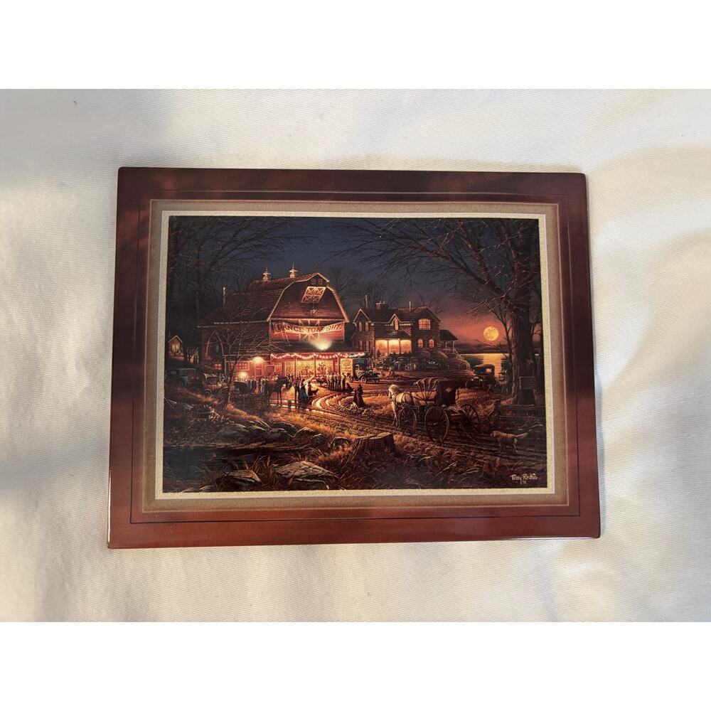 Vintage Terry Redlin "Harvest Moon Ball" Ceramic Tile Limited Edition